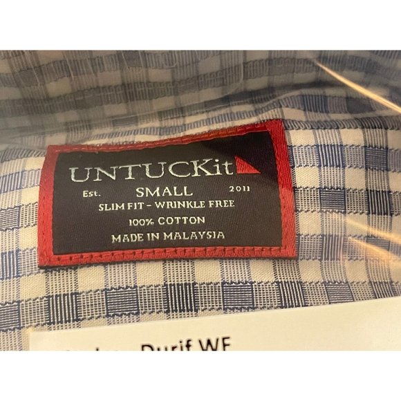 NWT UNTUCKit Durif • Wrinkle Free | Button Up • Blue Check | Men's Small - Slim - Picture 4 of 6